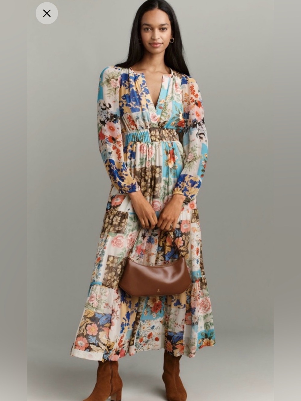 NWT Anthropologie Somerset Floral Chiffon Edition Maxi Dress Size L